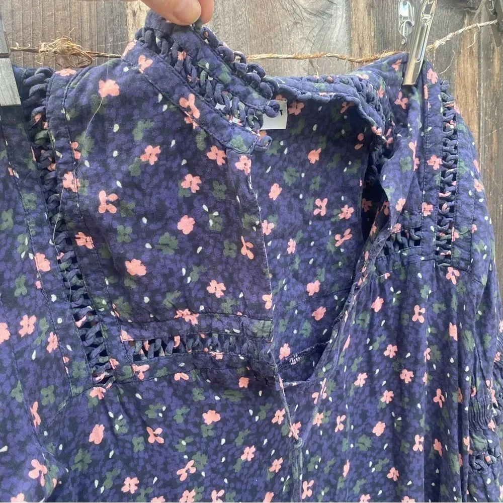 Apiece Apart Navy Floral Midi Dress size 0